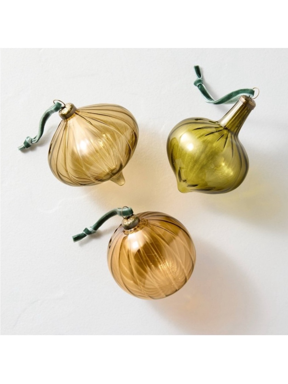 Hearth & Hand With Magnolia 3pk Assorted Colored Glass Ornament Set Holiday